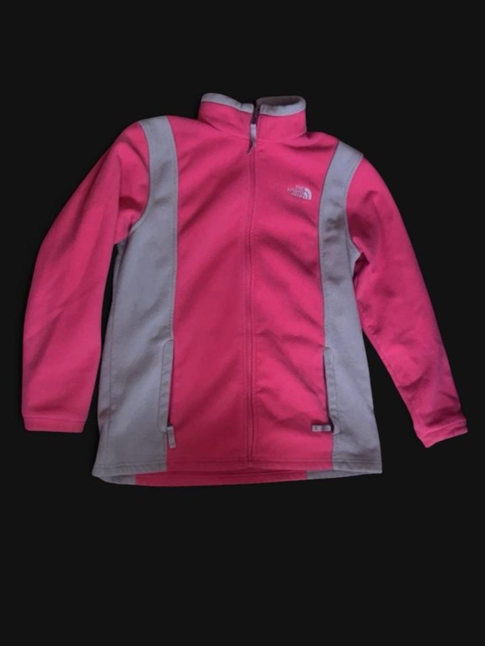 The North Face Pink and Gray Kids Fleece Zip-Up Jacket